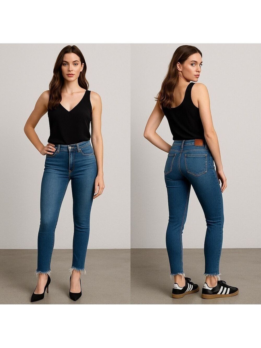 ZARA “The Skinny” Raw Hem Distressed Jeans 👖 Sz 4 ✨ Medium Wash
